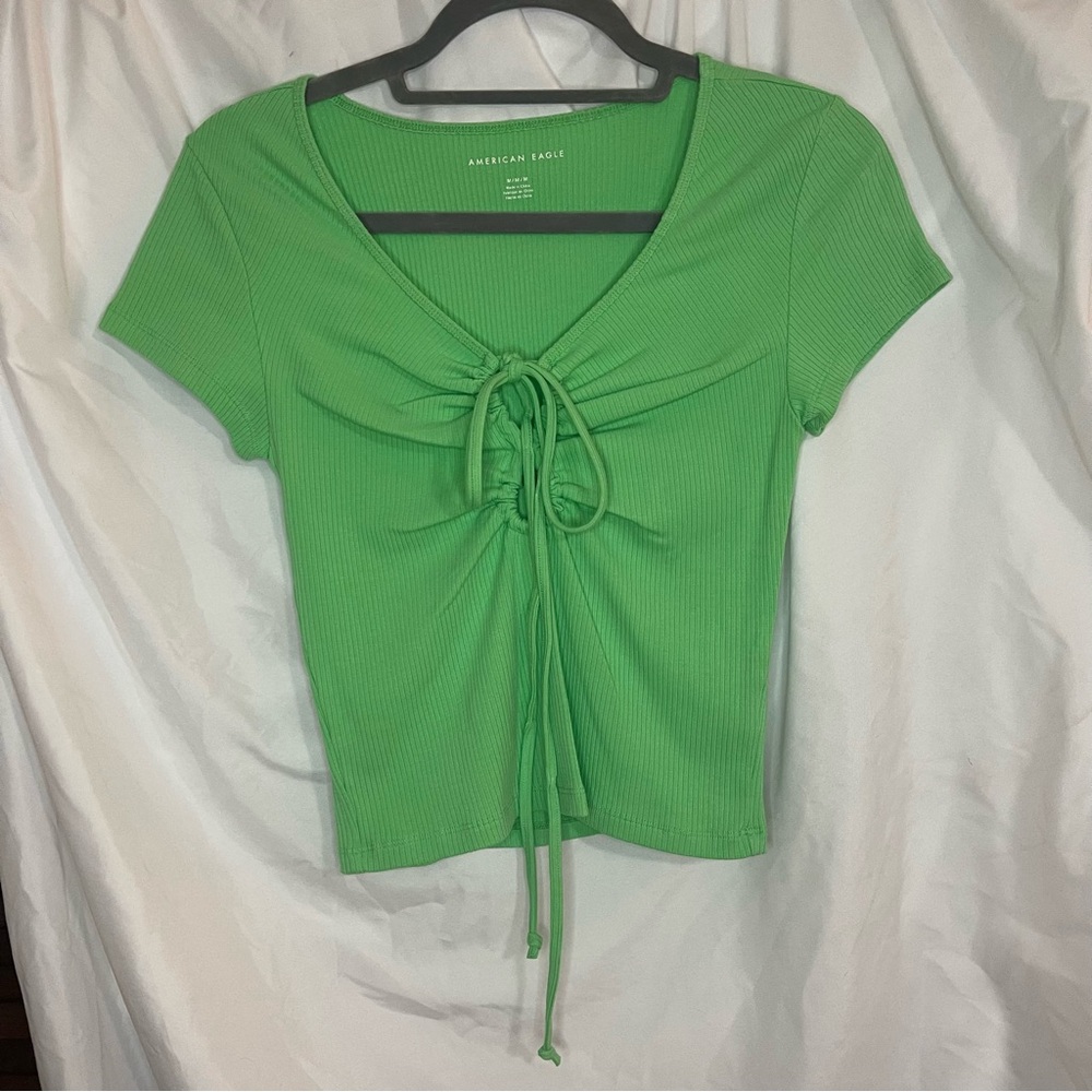 American Eagle Outfitters Green Cinched Women's Top Size Medium